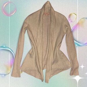 WYTHE NY 100% cashmere high quality open front fold hem cardigan, sz sm